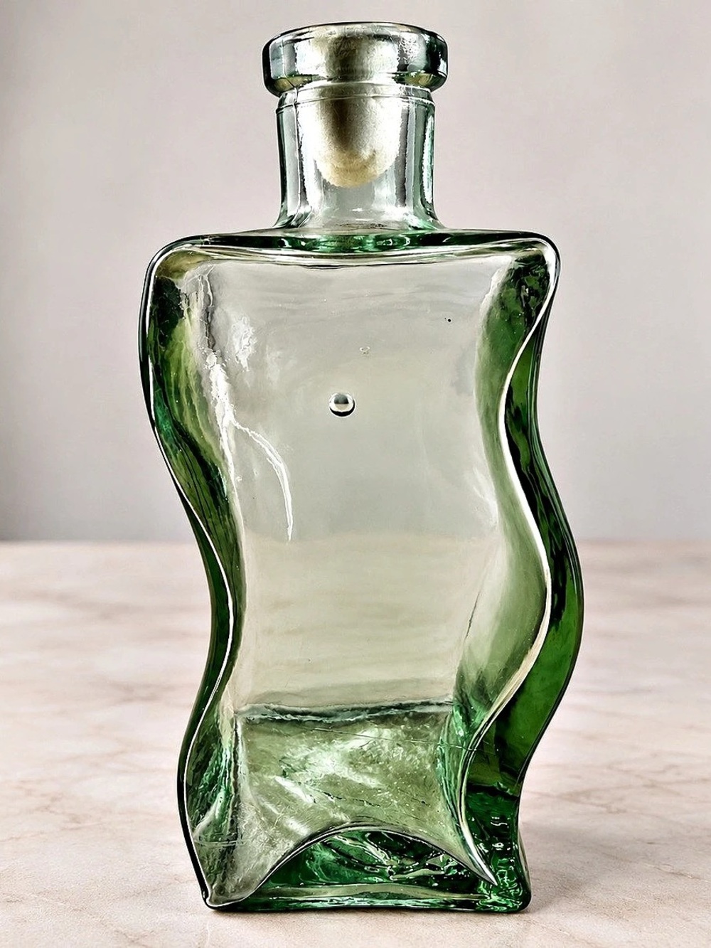 Wavy Aqua Green Glass Bottle Cruet | Vetreria Etrusca Style